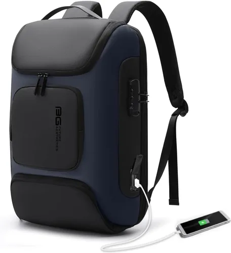 Miniatura 9 de BANGE Mochila de negocios, mochila para laptop con puerto de carga USB, mochilas de negocios delgadas para 15.6 pulgadas, mochila de viaje