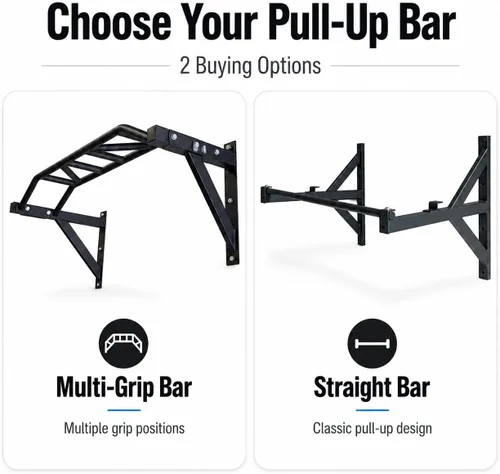 Miniatura 2 de REP Barra de dominadas montada en la pared para gimnasios en casa o garaje, barra recta o arco de agarre múltiple, ideal para kipping pull-ups