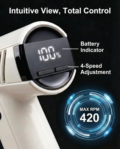 Miniatura 5 de Tijeras eléctricas inalámbricas, cortador de cajas eléctrico de 420 RPM con pantalla LED, 4 velocidades, USB-C recargable, capacidad de 7/16