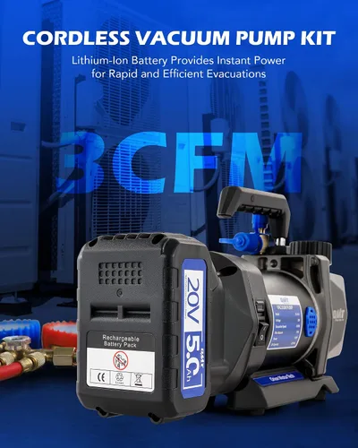 Miniatura 2 de Orion Motor Tech Bomba de vacío HVAC inalámbrica de iones de litio, bomba de vacío de 3 cfm, bomba de vacío de CA automotriz alimentada por batería