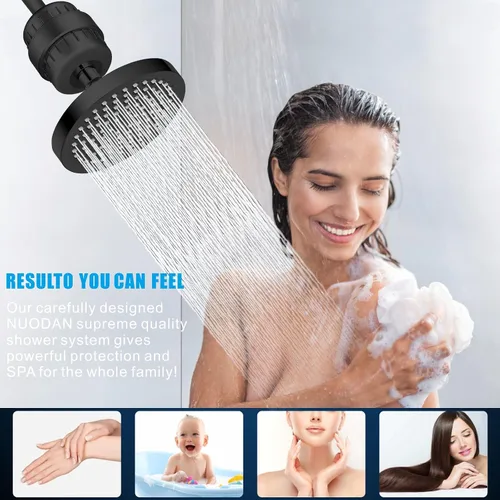 Miniatura 5 de Cabezal de ducha filtrado, juego de filtros de cabezal de ducha de lluvia de alta presión para agua dura, elimina el cloro y las sustancias nocivas