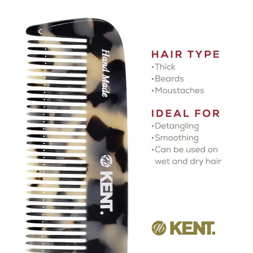 Miniatura 6 de Kent 12T TW Peine de Bolsillo - Peine de Cabello de Dientes Anchos Hecho a Mano para Hombres, Mujeres y Niños - Peine de Viaje, Barba y Bigote