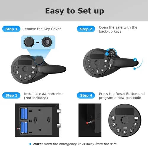 Miniatura 5 de Caja de seguridad Bonsaii, caja de seguridad grande de 1.2 pies cúbicos para documentos, nuevo tipo de cerradura con teclado digital, estante