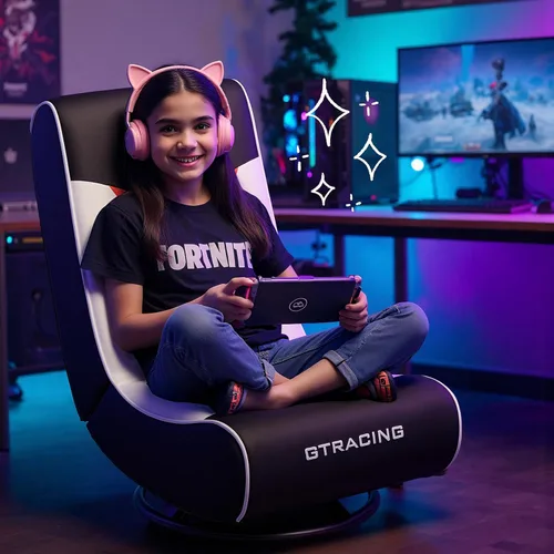 Miniatura 2 de GTPLAYER Silla de Piso para Juegos Plegable Silla Giratoria para Piso para Niños Chicos Cómoda Silla para Videojuegos con 360° Multipropósito