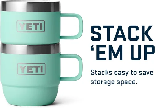 Miniatura 5 de YETI Rambler - Taza apilable de 6 oz, de acero inoxidable, aislada al vacío para espresso/café, paquete de 2 Verde mar