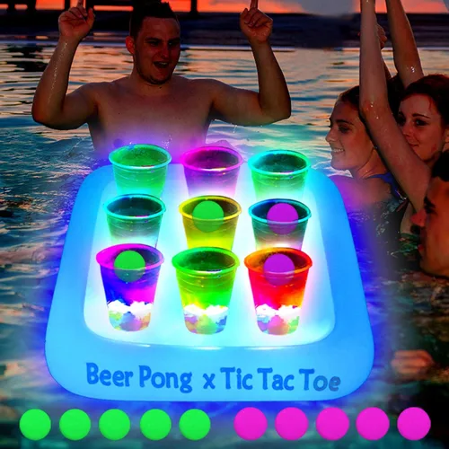 Ahuimeius Estante flotante de 23 x 23 pulgadas para fiesta en la piscina, balsas flotantes de Tic Tac Toe, juego de fiesta de piscina, juego de