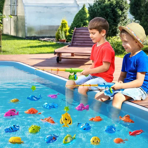 Miniatura 5 de NIPLOOOW Juego Magnético de Pesca para Piscina para Niños de 3 a 5 años, Juguetes de Mesa de Agua para Bañera, Juguetes de Fiesta Infantil con Caña