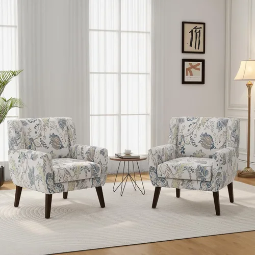 Miniatura 16 de Silla decorativa, sillas de tela moderna de mediados de siglo con brazos para sala de estar, cómodo sillón tapizado para dormitorio, sala de espera