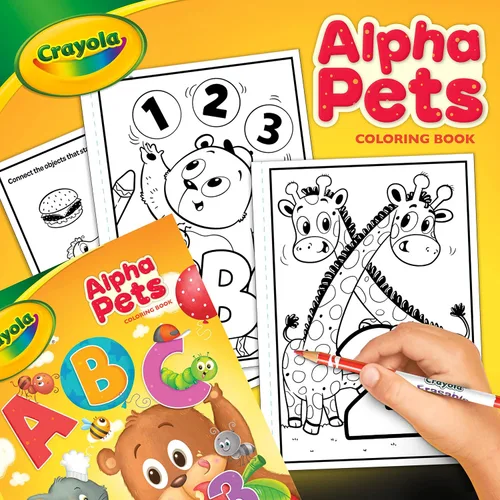 Miniatura 2 de Crayola Alpha Pets - Páginas para colorear y calcomanías, libro para colorear con números y alfabetos, regalo para niños, 96 páginas