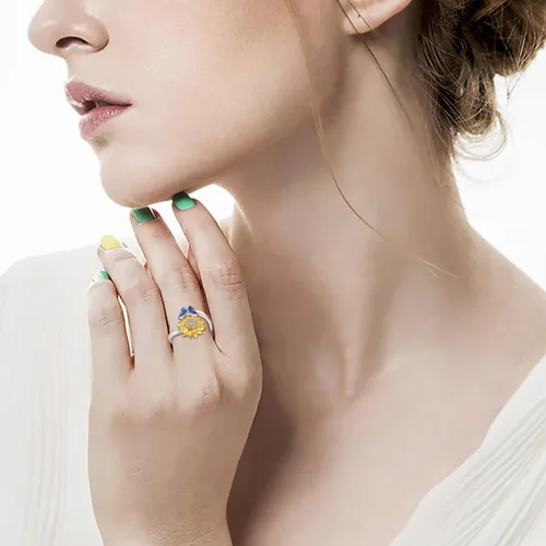 Miniatura 11 de Fidget Spinner Anxiety Rings for Women: Sterling Silver Lotus Moon Star Sunflower Ring Stress Relieving Calm Ring Jewelry Gifts for Daughter
