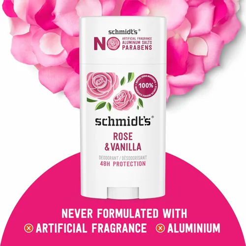 Miniatura 4 de Schmidt's Desodorante vegano sin aluminio, rosa y vainilla con protección contra olores las 24 horas, 2 unidades para mujeres y hombres