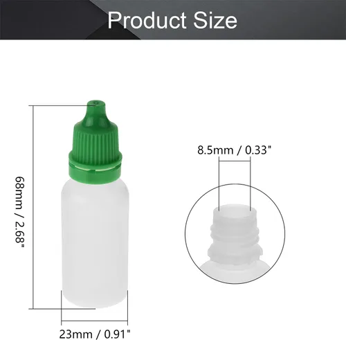 Miniatura 2 de Othmro Botellas cuentagotas de plástico de ojo de laboratorio de polietileno de 0.5 onzas, 50 piezas, gotero líquido exprimible de 0.0 fl oz, boca