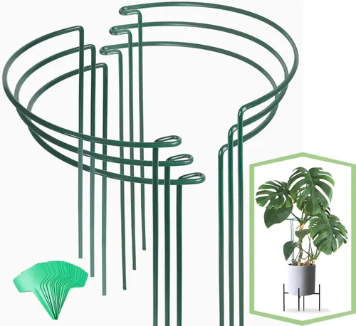 Miniatura 8 de Joyhalo Paquete de 12 estacas de soporte para plantas, estacas de 16 pulgadas para plantas al aire libre, jaulas y soportes de peonía, jaula
