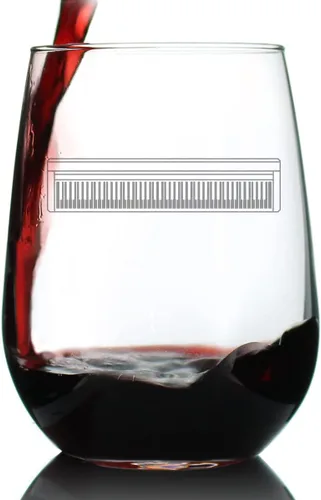 Bevvee Piano Keyboard - Copa de vino sin tallo, regalos musicales para músicos, profesores y accesorios musicales para mujeres y hombres que tocan