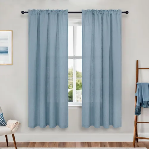 Miniatura 127 de KOUFALL Juego de 2 cortinas de puerta francesa, cortinas de lino para puerta/ventana, cortina transparente boho para cristal lateral delantero