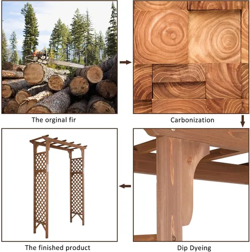 Miniatura 3 de Outvita - Arco de jardín de madera de 7 pies, arco de abeto, arco decorativo de soporte para enredaderas de rosas trepadoras, enrejado para Marrón