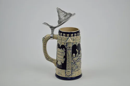 Miniatura 7 de Essence of Europe Gifts 0.6 litros OktoberfestHaus - Jarra alemana con tapa Das Leben Ist Ein Wurfelspiel Wir Wurfeln All Tage