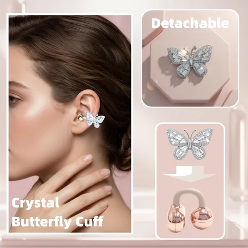 Miniatura 2 de Auriculares con clip, auriculares de oreja abierta, auriculares inalámbricos Bluetooth con clip, auriculares para mujeres, aretes de joyería