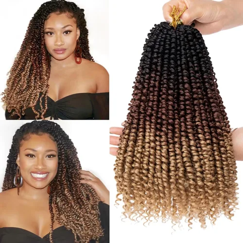Miniatura 11 de Leeven Paquete de 8 paquetes de cabello de ganchillo pret wisted Passion Twist de 10 pulgadas, color negro natural, extensiones de cabello corto