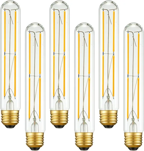 Miniatura 10 de Arberlic Bombilla LED T10 de 7.3 pulgadas, bombilla LED E26 de 6 W regulable, bombilla E26 regulable equivalente a 60 vatios, blanco neutro 4000 K