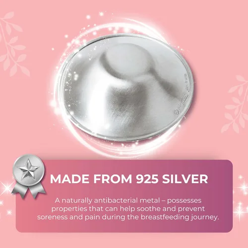 Miniatura 6 de Silverette® The Original Silver Nursing Cups, Nipple Covers for Breastfeeding Essentials, Pure 925 Silver Nipple Shields