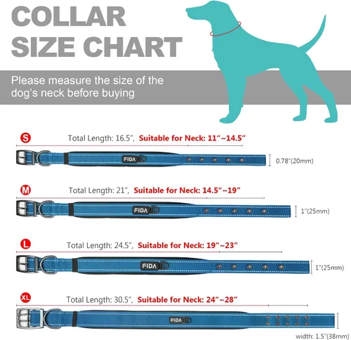 Miniatura 7 de Fida Juego de collar de perro de 14.5 a 19 pulgadas con correa de perro de 4 pies, juego de correa y collar resistentes para perros medianos