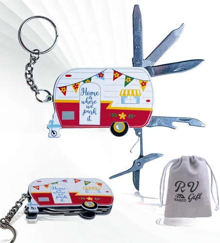 Miniatura 8 de Multiherramienta 5 en 1, multiherramienta de acero inoxidable con cuchillo de bolsillo, tijeras, abridor de botellas, lima de uñas, regla, mini