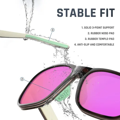 Miniatura 4 de TOREGE Gafas de sol polarizadas deportivas para hombres y mujeres, lentes de sol para ciclismo, correr, pesca, barco, senderismo, playa, TR66