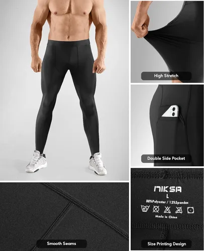 Miniatura 3 de Niksa Paquete de 5 pantalones cortos de compresión para hombre, ropa interior de compresión de elastano, pantalones cortos para correr