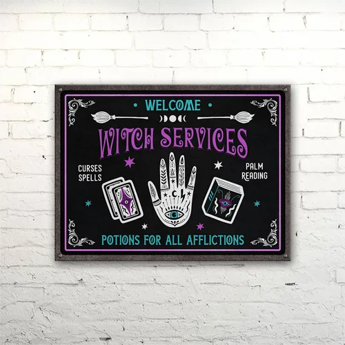 Miniatura 7 de Letrero de metal impreso con diseño de bruja, con texto en inglés «All Others Will Be Toad Wiccan», «All Others Will Be Toad Wiccan», letrero