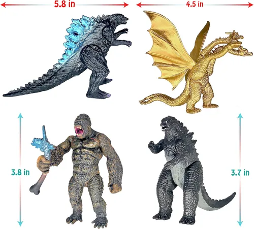 Miniatura 4 de TwCare Juego de 8 figuras de acción movibles de King Kong vs Godzilla Attacking King of the Monsters Ghidorah Birthday Kid Gift Cake Toppers