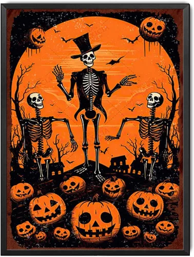 Miniatura 14 de Letrero de hojalata retro con diseño de bruja de Halloween para pared de garaje, pared de taller, 8.00 x 12.00 pulgadas