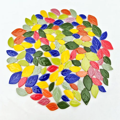 Azulejos de mosaico de cerámica en forma de hoja de 500g/1.1lb, piezas de mosaico de cerámica para manualidades, azulejos de mosaico para decoración