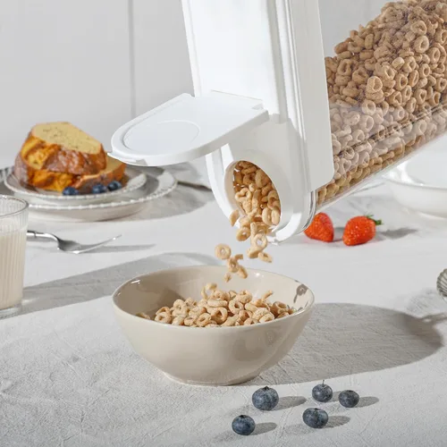 Miniatura 3 de Vtopmart Juego de recipientes para cereales, 3 recipientes herméticos de almacenamiento de alimentos con tapas abatibles, dispensador organizador
