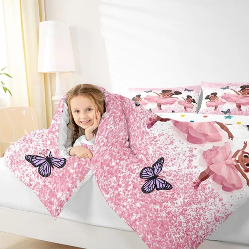 Miniatura 105 de Erosebridal Juego de ropa de cama de princesa de ballet, tamaño Queen, juego de edredón de 3 piezas para niñas bailarinas de ballet, lindo juego