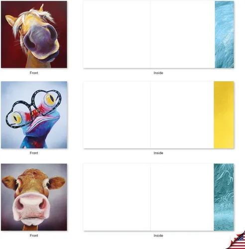 Miniatura 4 de The Best Card Company - 10 adorables tarjetas de notas en blanco (4 x 5.12 pulgadas) - Tarjetas de vida silvestre y animales, juego surtido