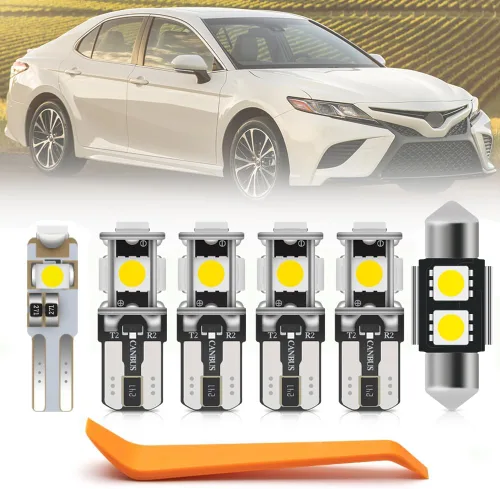 Miniatura 10 de 8 piezas de kit de luces LED blancas interiores para Toyota Camry 1997 1998 1999 2000 2001, luces de mapa, cúpula, maletero, espejo de tocador