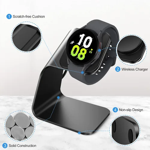 Miniatura 3 de NANW Base de carga compatible con Samsung Galaxy Watch 7/6/5 Pro/4/3/Active 2 - Cable de carga de repuesto USB, accesorios de soporte de muelle