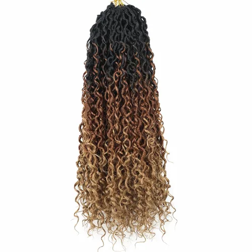 Miniatura 31 de Cabello de Crochet de 8 Pulgadas para Mujeres Negras, 7 Paquetes de Cabello de Crochet Goddess Locs con Puntas Rizadas, Locs Falsos Cortos con Bucle