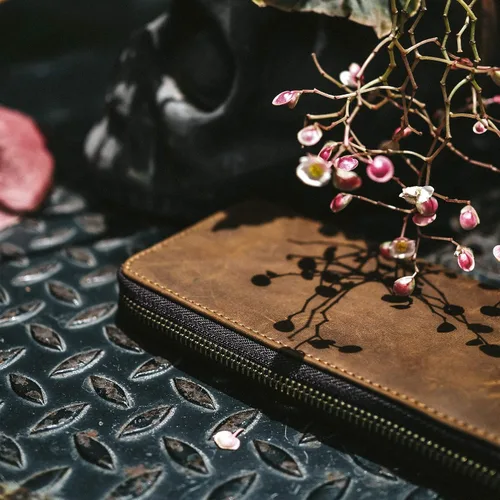 Miniatura 7 de Cartera larga para hombre de piel auténtica con cierre RFID bloqueo Vintage Bifold