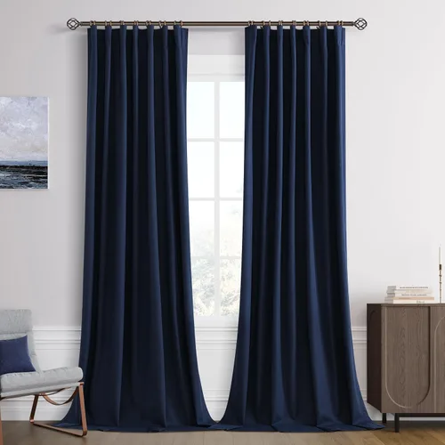 Miniatura 31 de Joywell 2 cortinas opacas 100%, lino, beige natural, trabillas traseras/cinta con ganchos, aislantes, de dormitorio, comedor, sala, puerta corrediza