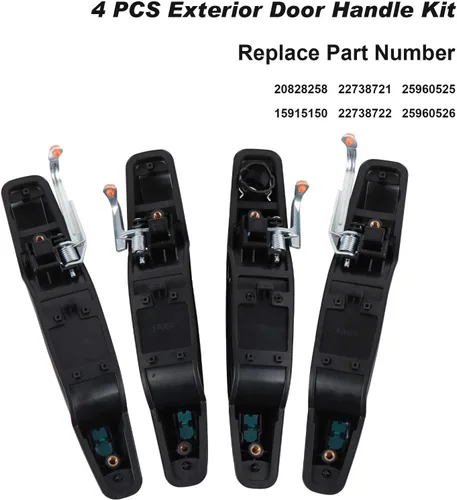Miniatura 5 de Manija de Puerta Exterior Negra 4 Piezas Delantera Trasera Conductor y Pasajero Compatible con Cadillac Escalade 2007-2014 Chevy Avalanche Silverado
