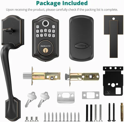Miniatura 7 de AkaGear DS10 Pro - Cerradura de puerta de entrada sin llave con conjunto de manijas, juego de cerraduras inteligentes para puerta principal, teclado