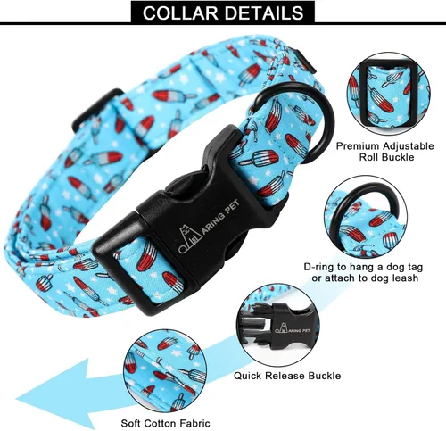 Miniatura 105 de Aring Pet Collar de algodón, lindo, con hebilla de liberación rápida, para bodas, para perros pequeños, medianos y grandes, rosa Terciopelo rosa