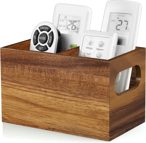 Miniatura 10 de DRASTAR Acacia Soporte para control remoto, soporte remoto de TV de madera, pequeño organizador de almacenamiento remoto, organizador de control