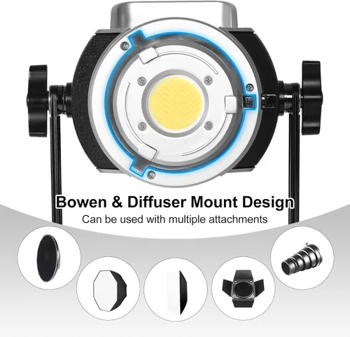 Miniatura 5 de GVM - Luz de video RGB de 200 W, iluminación de fotografía COB bicolor con montaje Bowens y control DMX, luz de estudio de YouTube para grabación