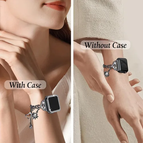 Miniatura 5 de JOYOZY Correa Compatible con Apple Watch de 38mm, 40mm, 41mm, 42mm, 44mm, 45mm, 46mm, Correa Bling con Estuche de Glitter y Protector de Pantalla