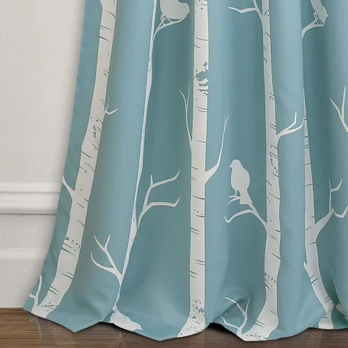 Miniatura 3 de Lush Decor - Cortinas con filtro de luz en el árbol, con diseño de pájaro azul en el árbol, para sala, comedor, dormitorio (par) 84 pulgadas