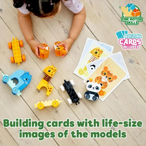 Miniatura 4 de LEGO DUPLO My First Animal Train 10955, juguetes para niños pequeños y niños de 1.5 a 3 años con figuras de elefante, tigre, panda y jirafa, juguete