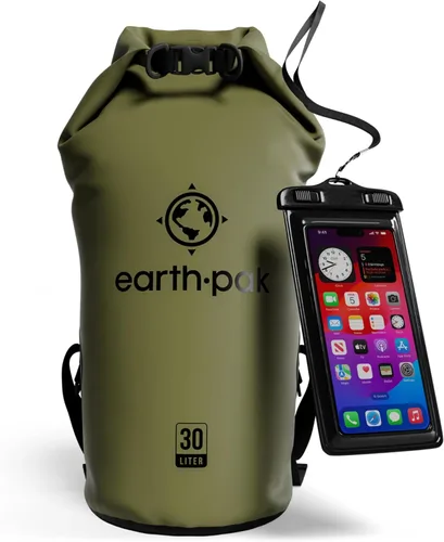 Miniatura 52 de Earth Pak Bolsa Seca Impermeable - Mochila Impermeable de Cierre Enrollable Superior Mantiene el Equipo Seco para Kayak con Funda Impermeable